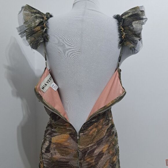 Mia Vesper The Mothra Sexy Festival Ruching Mini Dress Multi-Color Medium NWT - Picture 9 of 17